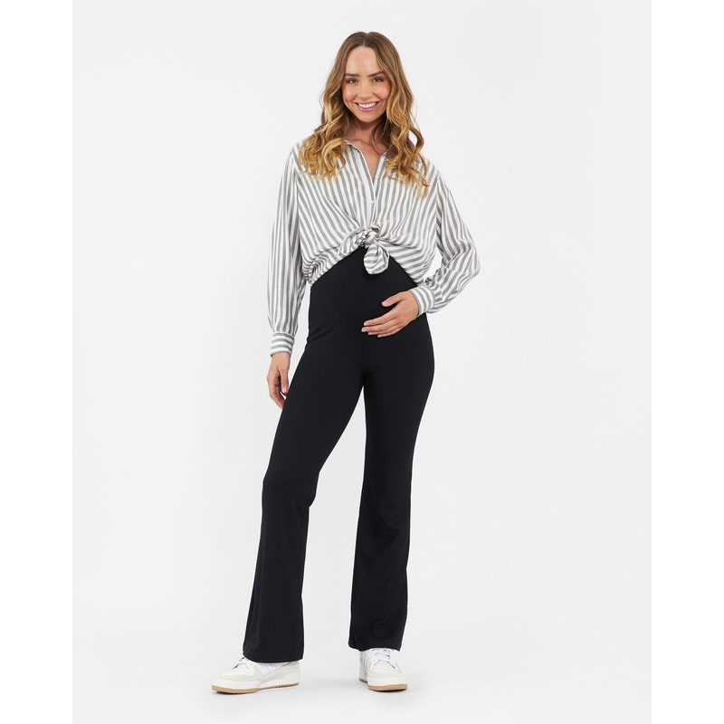 Jonah Ribbed Flare Pants – Black S
