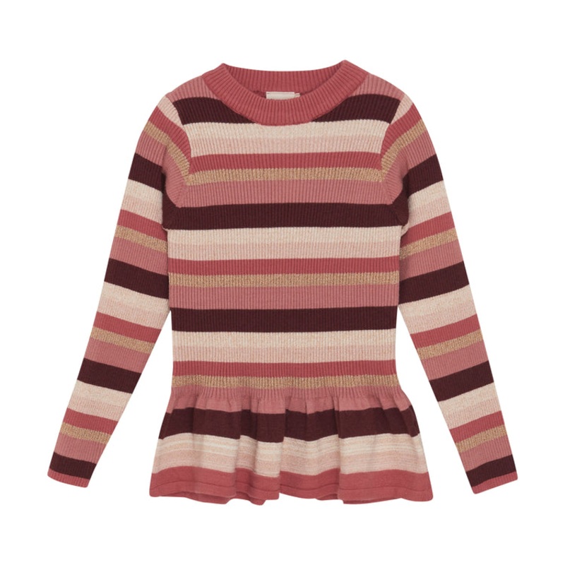 Knit Tunic – Dusty Rose/Tawny Port Stripe 86 (18M)