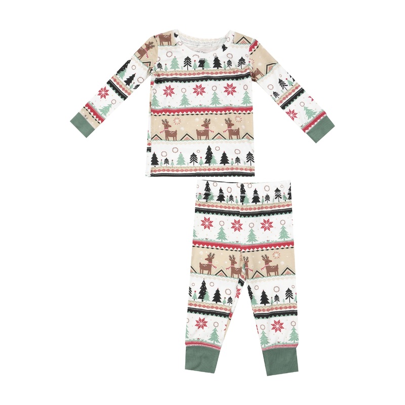 Long Sleeve Bamboo Loungewear Set – Reindeer Fair Isle 2T