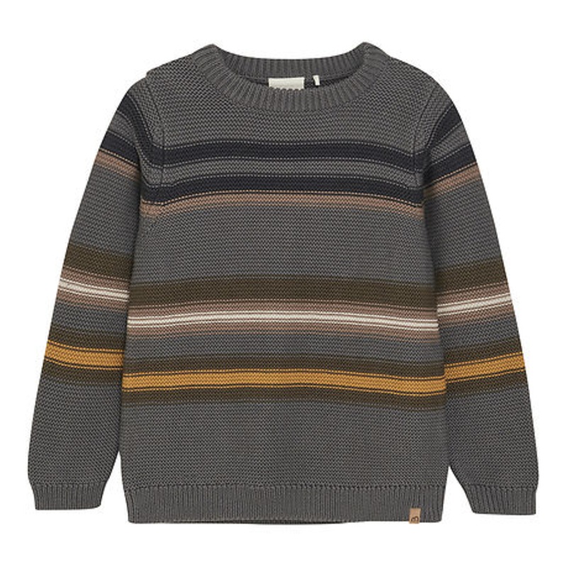 Long Sleeve Knit Pullover – Gargoyle Stripe 92 (2Y)