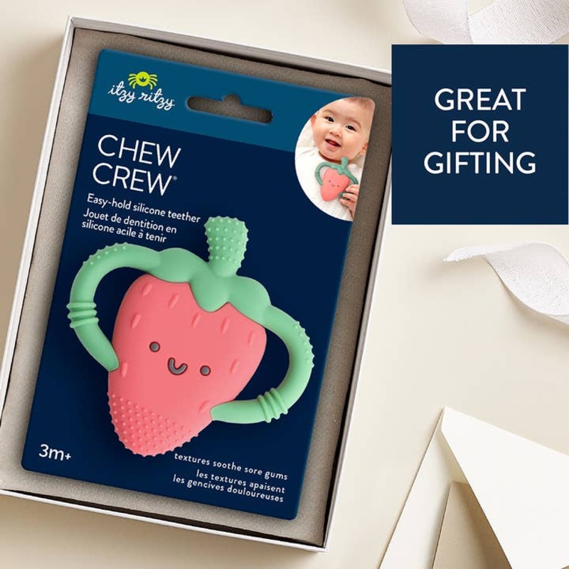 Chew Crew Silicone Teether – Strawberry