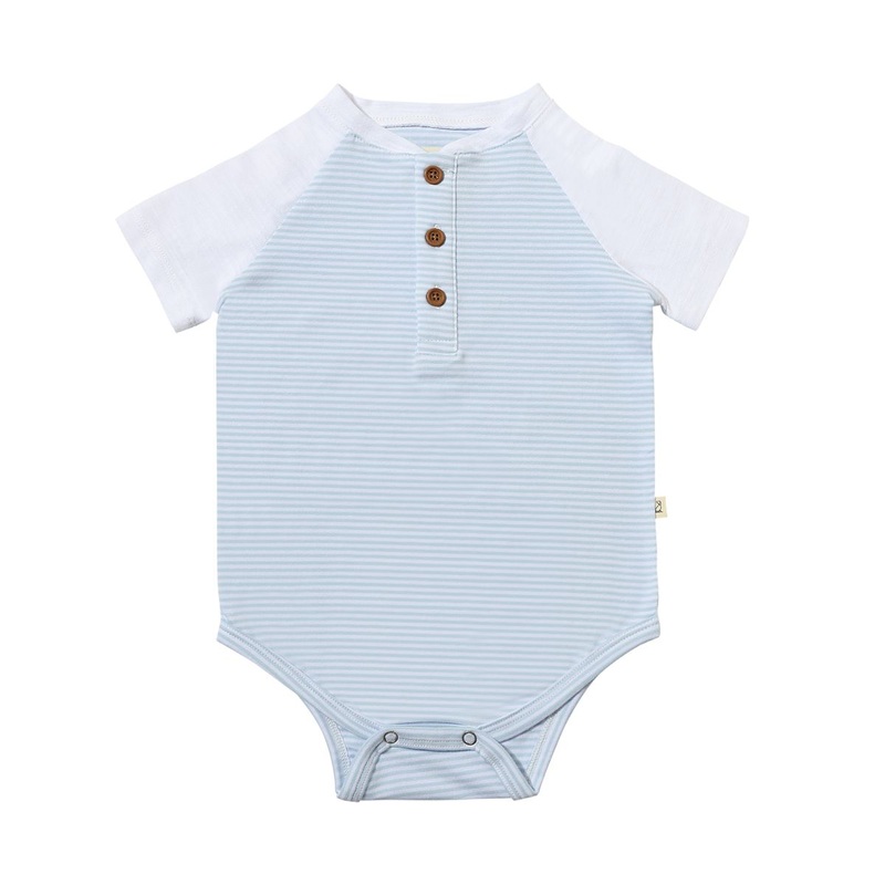 League Raglan Onesie – Blue/White Stripes 0-3m