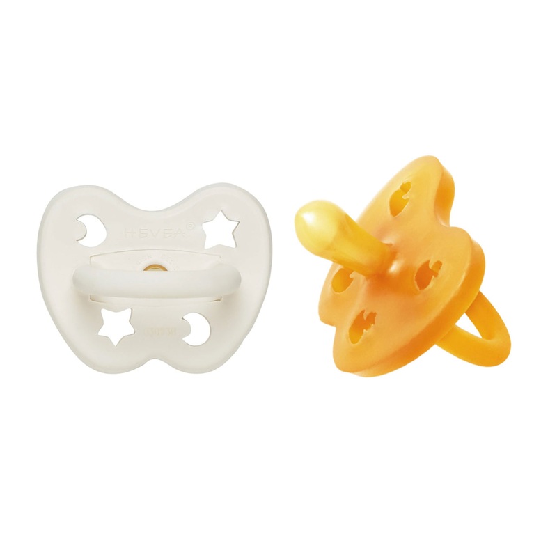 Natural Rubber Pacifier Symmetrical Two-Pack – Milky White and Natural 0-3m
