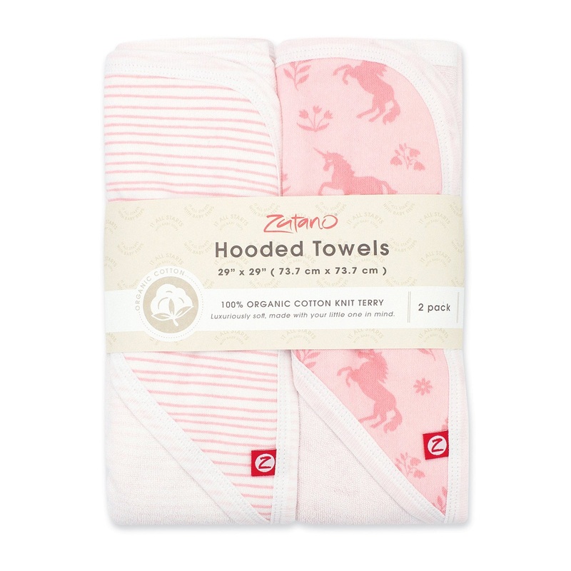 Organic Cotton Knit Terry Hooded Towel Two Pack – Unicorns