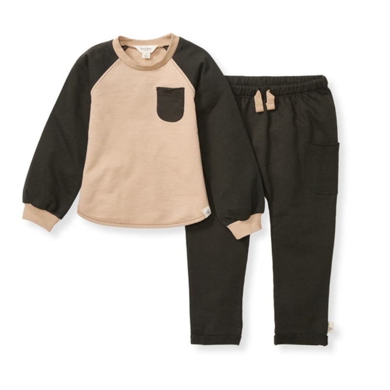 Organic Cotton Raglan Crewneck & Pant Set – Ginger 0-3m