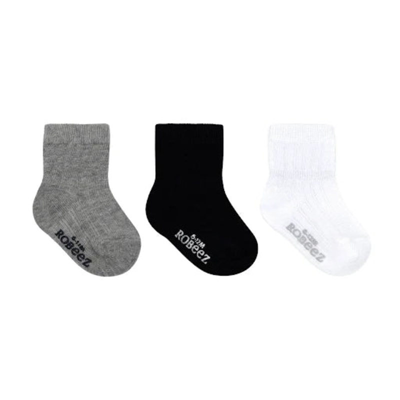 Infant Socks 3 Pack – Charcoal Bootie Basics 0-6m