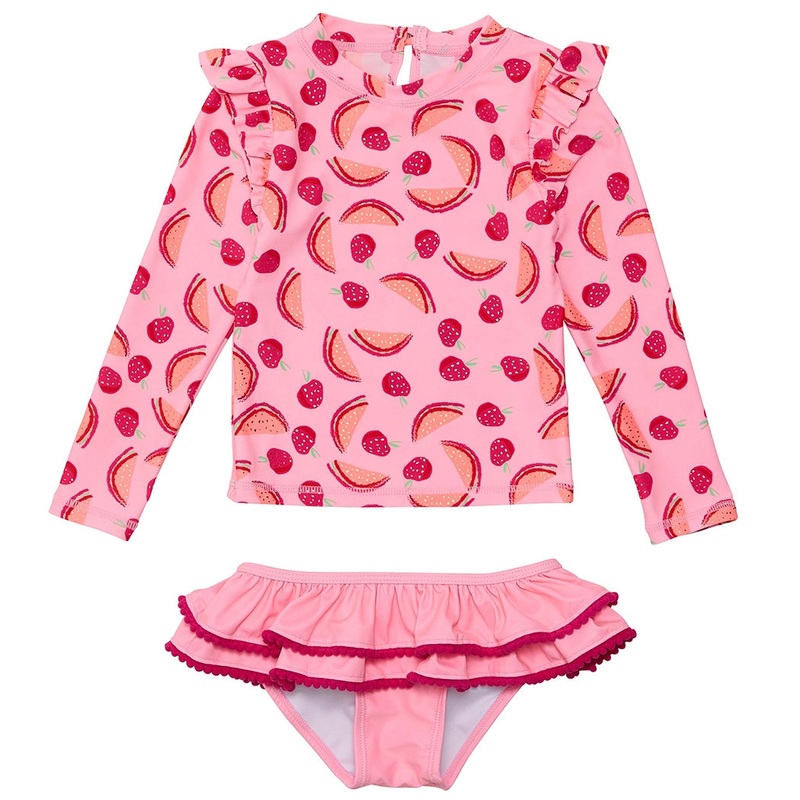 Long Sleeve Ruffle Swim Set – Berry Sweet 3-6m