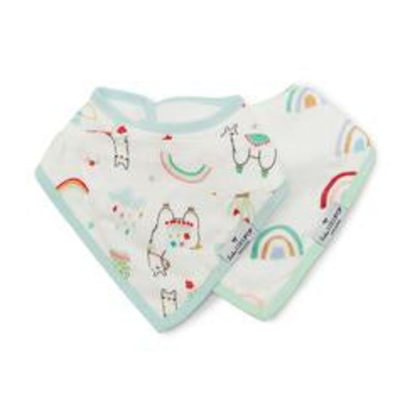 Luxe Muslin Bandana Bib Set – Llama/Rainbow