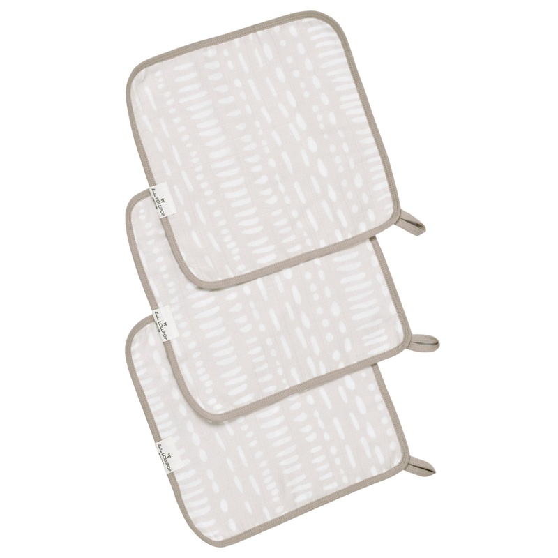 Muslin Washcloth Set – Grey Mudcloth