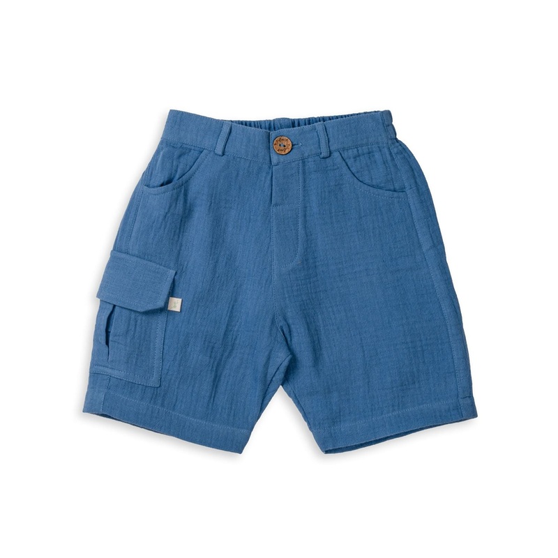 Organic Cotton Crinkle Shorts – Coronet Blue 12-18m (1Y)