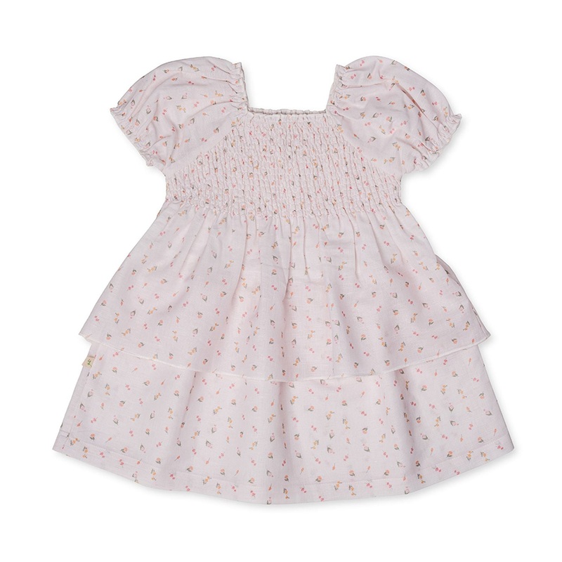 Organic Linen Cotton Smocked Dress – Pretty in Pink 12-18m (1T)