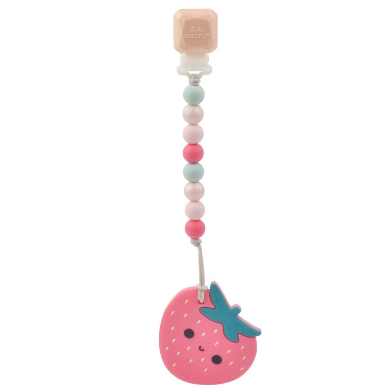 Silicone Teether With Gem Clip – Strawberry