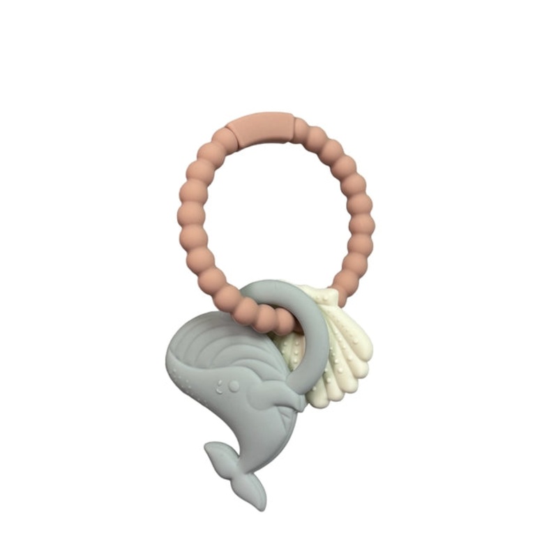 Whale Teething Ring – All Silicone – Misty Rose