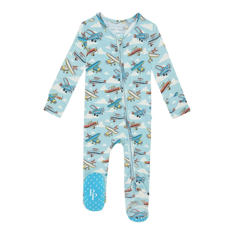 Zippered Footie – Posh Planes NB