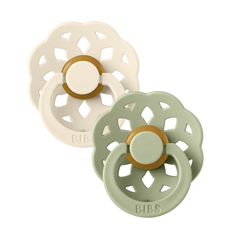 BIBS Pacifier 2 Pack – Boheme Size 1 – Various Colors Size 1 (0-6m) Ivory / Sage