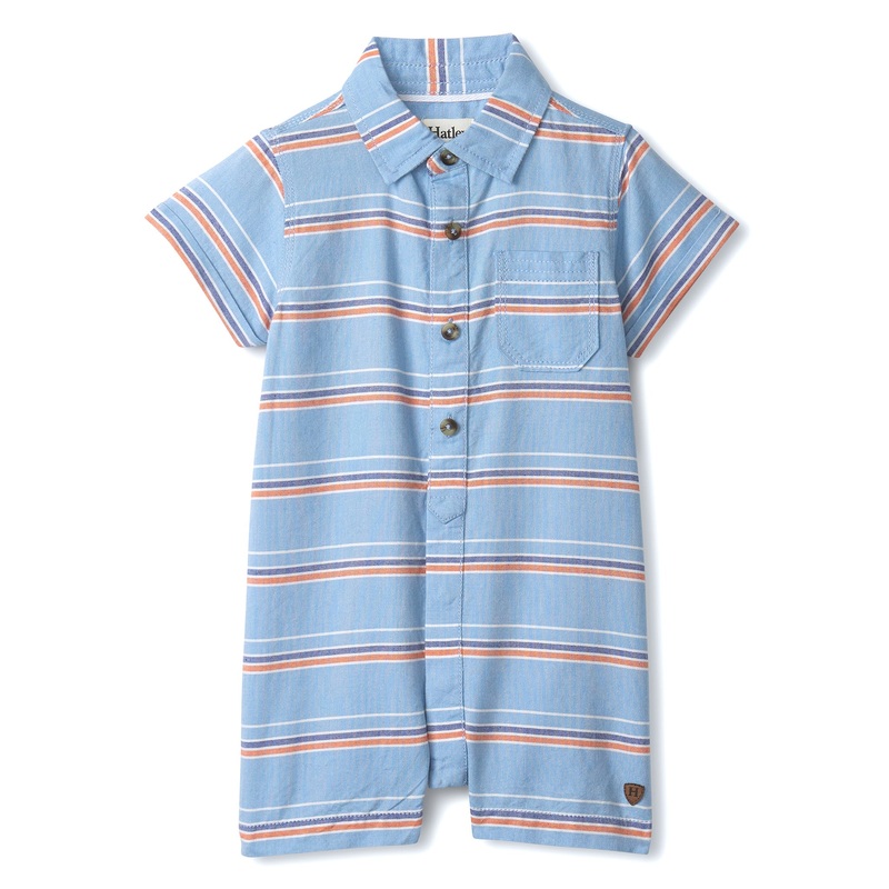 Cotton Chambray Romper – Summer Stripe 3-6m