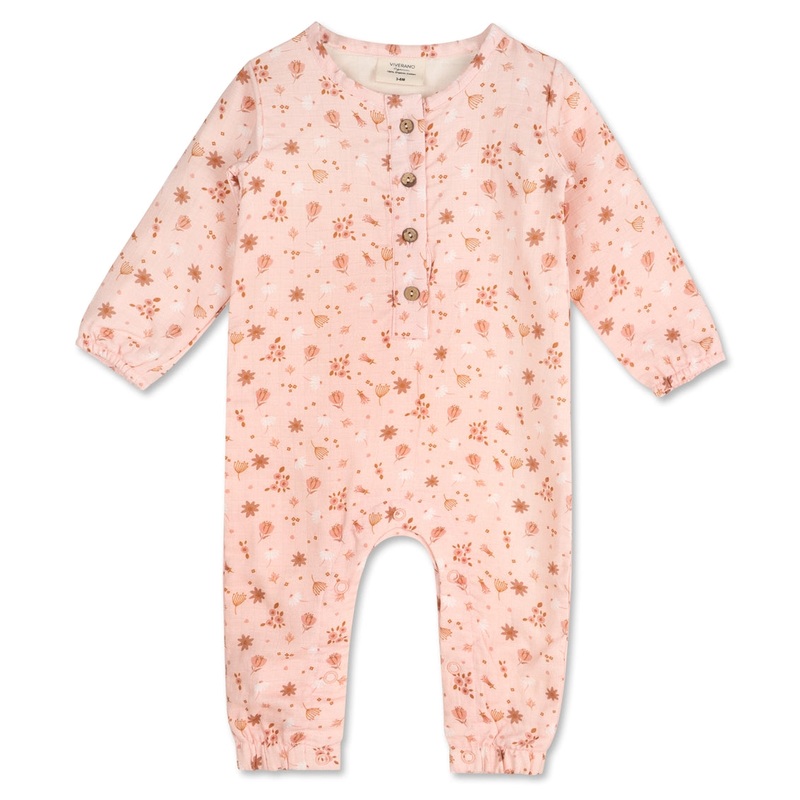 Long Sleeve Jumpsuit – Pink Floral 0-3m