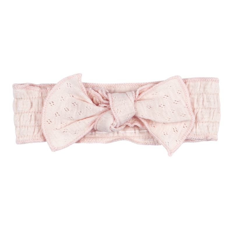 Organic Cotton Pointelle Smocked Headband – Cotton Candy 0-12m