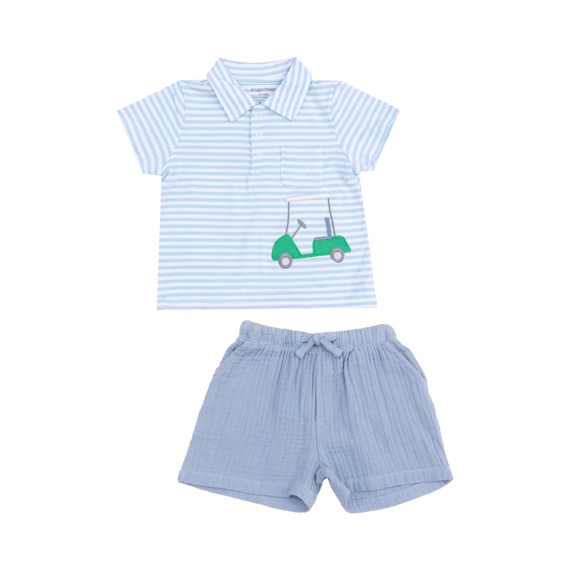 Polo Shirt and Muslin Short Set – Golf Applique 6-12m