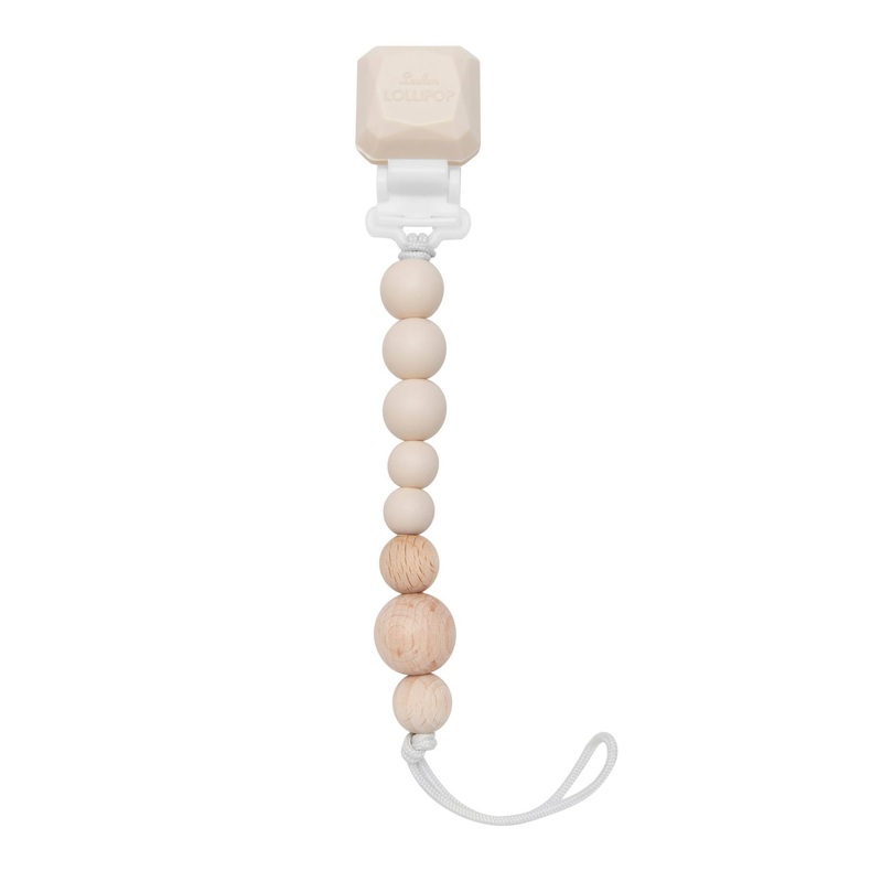 Color Block Silicone and Wood Pacifier Clip – Coconut Milk