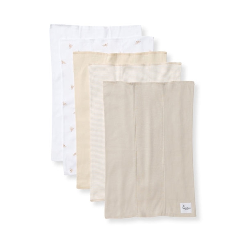 Organic Baby Burp Cloths – Set of 5 (Oat)