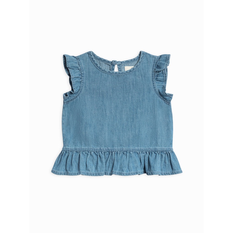 Organic Ruffle Hem Top – Anya Chambray 6-12m