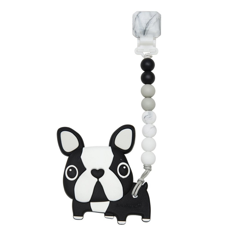 Silicone Teether With Gem Clip – Boston Terrier