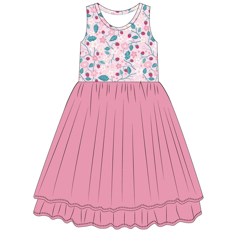 Bamboo + Tulle Dress –  Alma-Strawberry Summer 2T