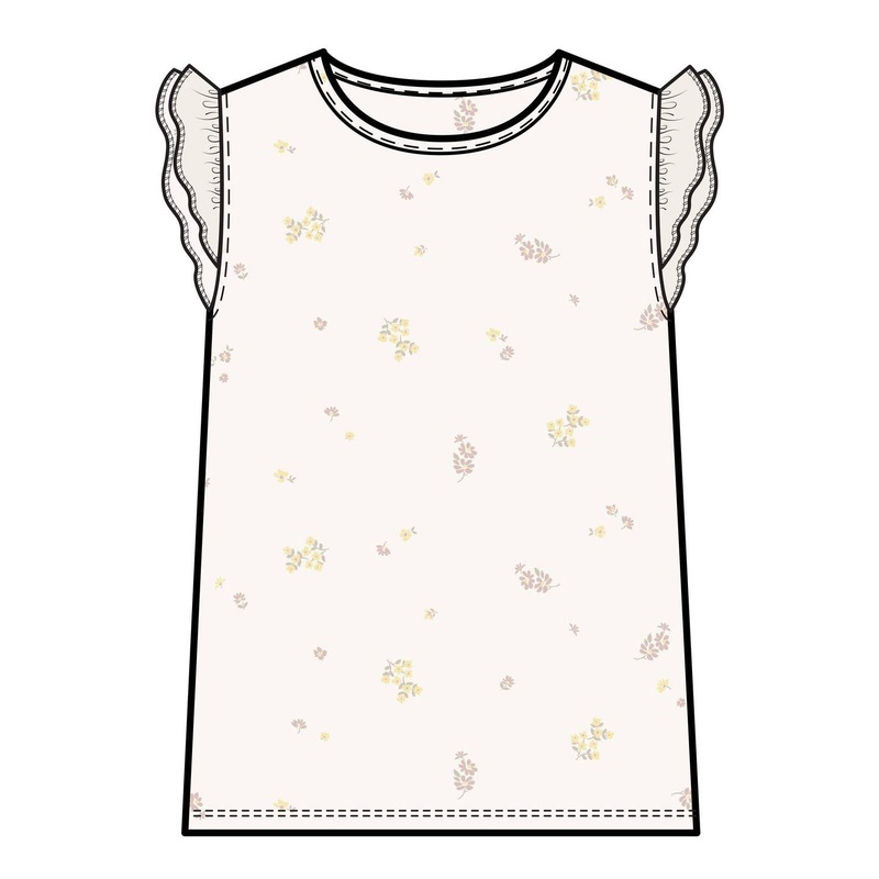 Organic Daphne Ribbed Tank with Eyelet Ruffle – Emma Floral 6-12m