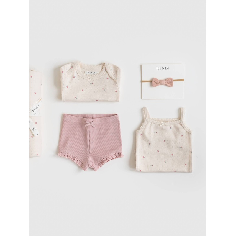 Organic Lydia Ribbed Ruffle Short – Rosa 3-6m