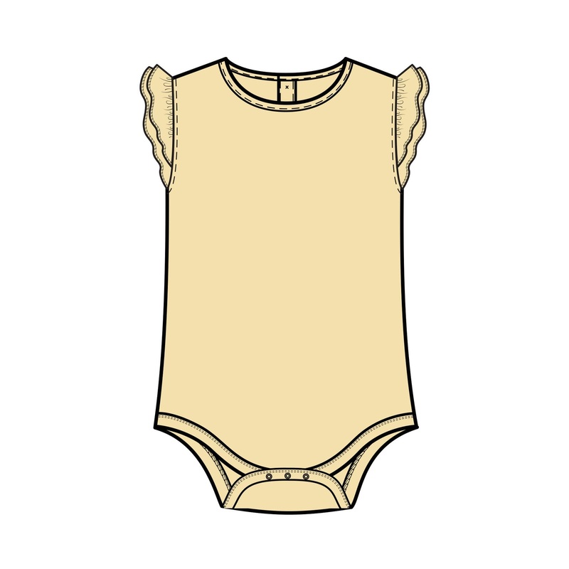 Organic Maggie Ribbed Bodysuit with Eyelet Ruffle – Butter 0-3m