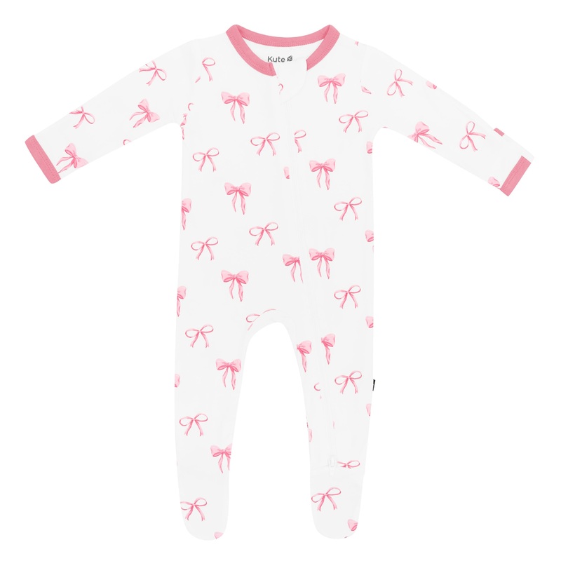 Bamboo Zippered Footie – Bow NB