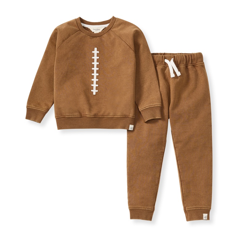 Organic Cotton Acid Wash Football Sweatshirt Set – Hunter 0-3m