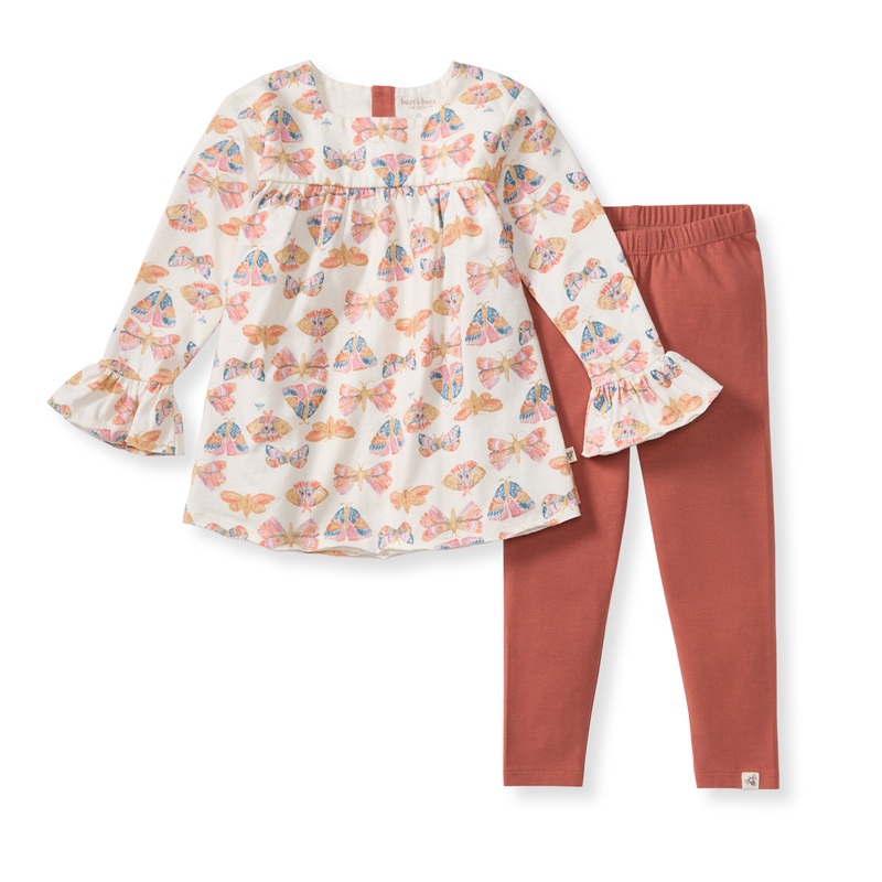 Organic Cotton Boho Butterflies Tunic Set – Eggshell 0-3m