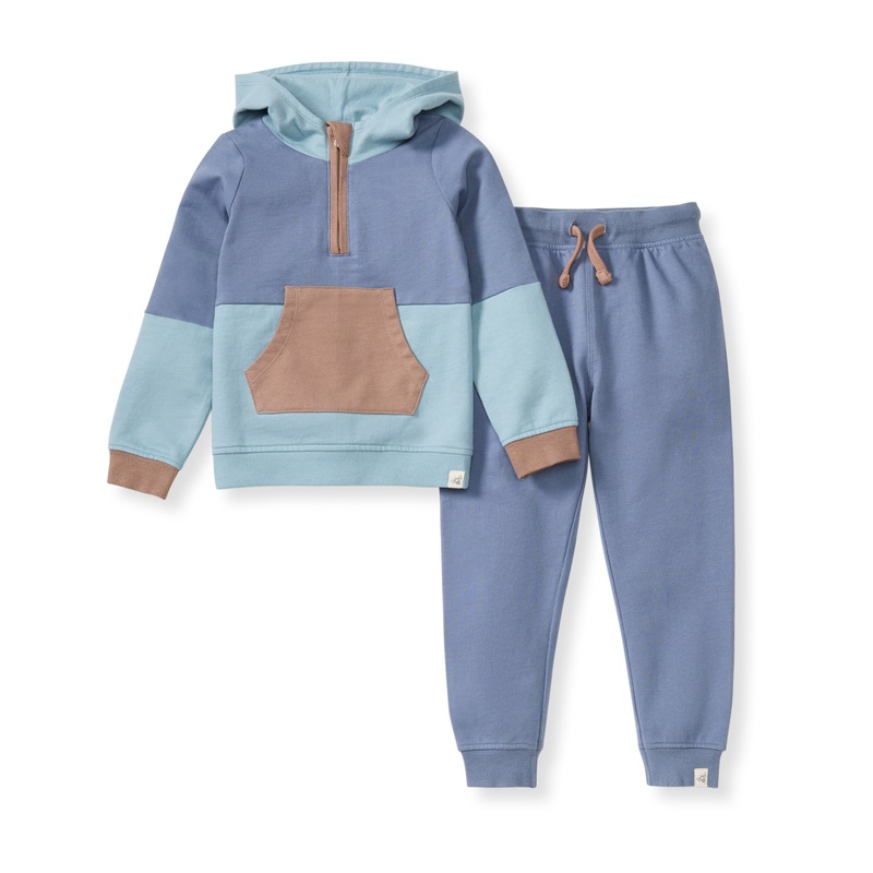 Organic Cotton Color Block Sweatshirt Set – Flint 2T