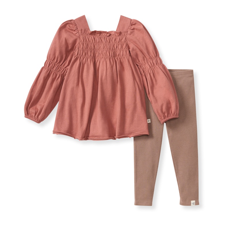 Organic Cotton Smocked Tunic Set – Cedar 12m