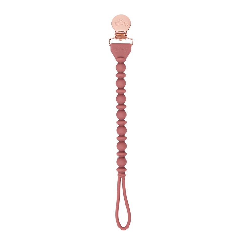 Beaded Sweetie Strap Silicone One Piece Pacifier Clip – Various Colors Rosewood