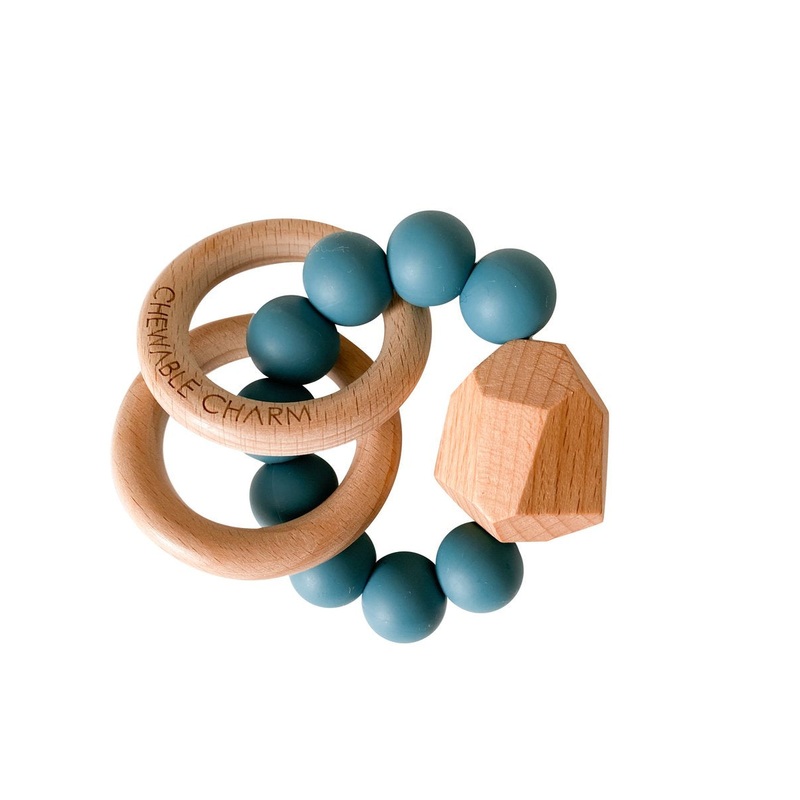 Hayes Silicone & Wood Teether Ring – Various Gypsy Teal