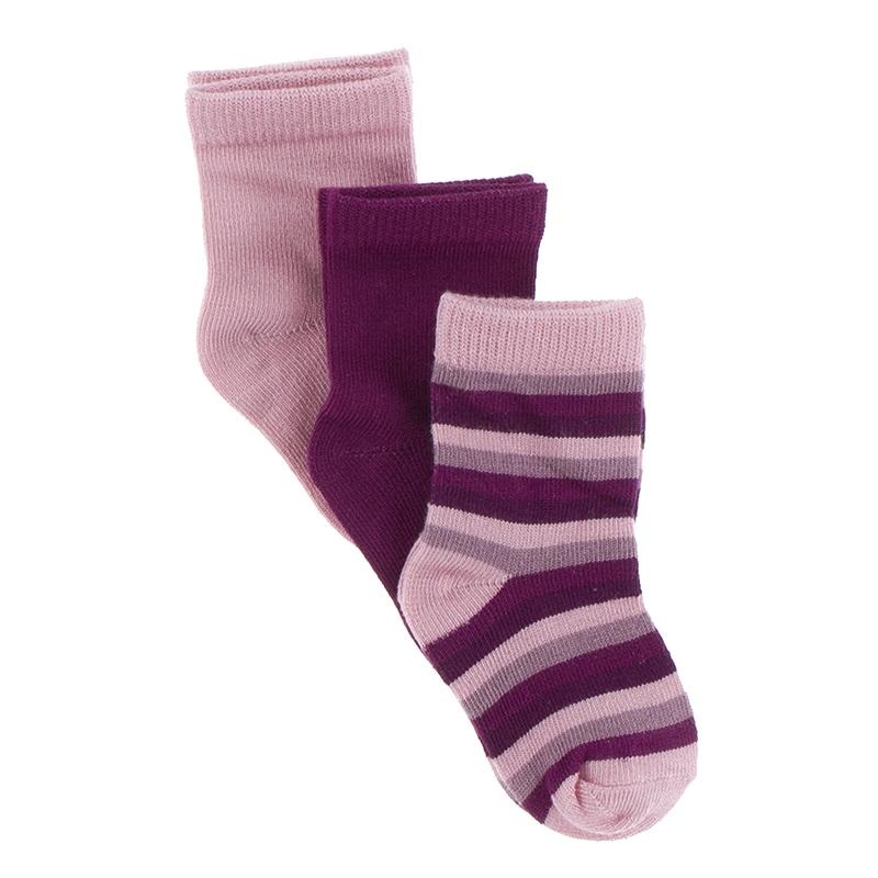 Kickee Socks (Set of 3) – Lotus, Orchid & Coral Stripe 0-6m