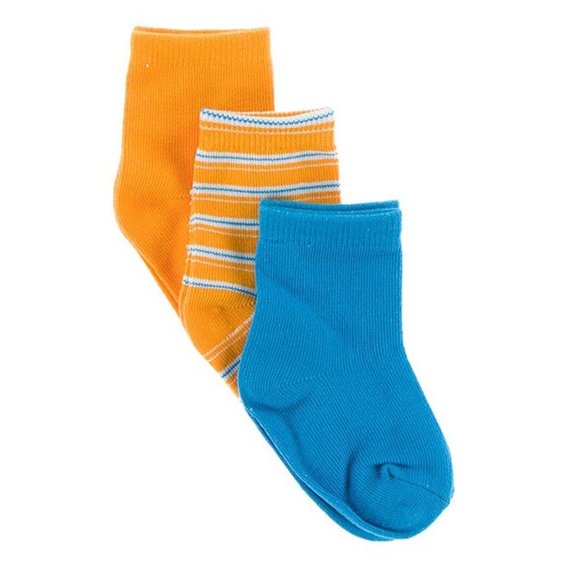 Kickee Socks (Set of 3) – Tamarin, Tamarin Brazil Stripe, & Amazon 0-6m