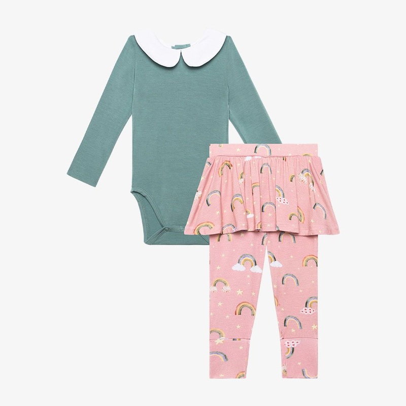 Long Sleeve Peter Pan Collar Bodysuit & Skirted Legging – Shay 3-6m