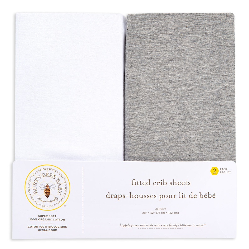 Organic Cotton Crib Sheet – Set of 2 (Various Colors) White & Grey