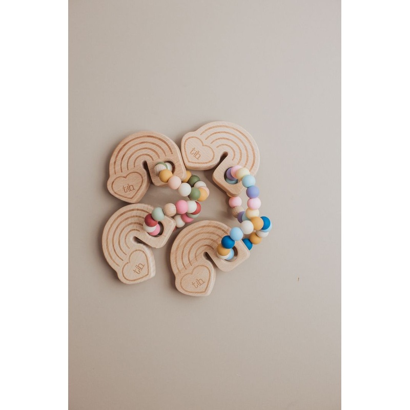 Rainbow Wooden Teether – Various Colors Teal