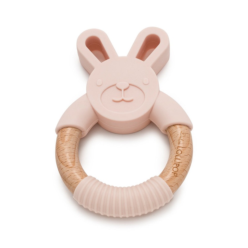 Bunny Silicone And Wood Teether – Blush Pink