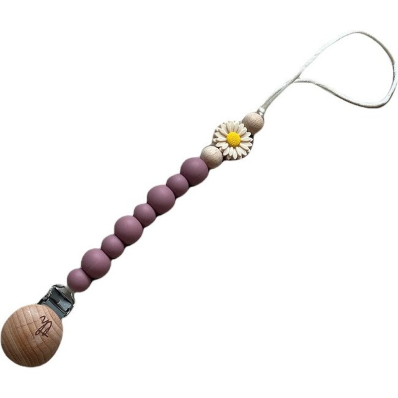 Grande Daisy Pacifier Clip – Various Colors Mauve