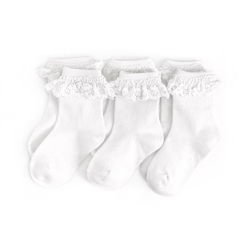Lace Midi Socks 3 Pack – White 0-6m