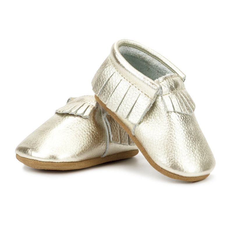 Leather Fringe Moccasins – Light Gold 6m
