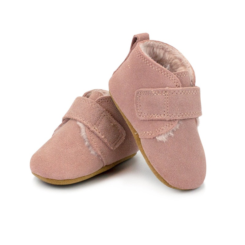 Leather Furry Lined Baby Shoe – Pink 3-6m