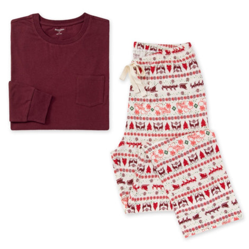 Men’s Pocket Tee & Lounge Pant Set – Season’s Greetings Fair Isle M