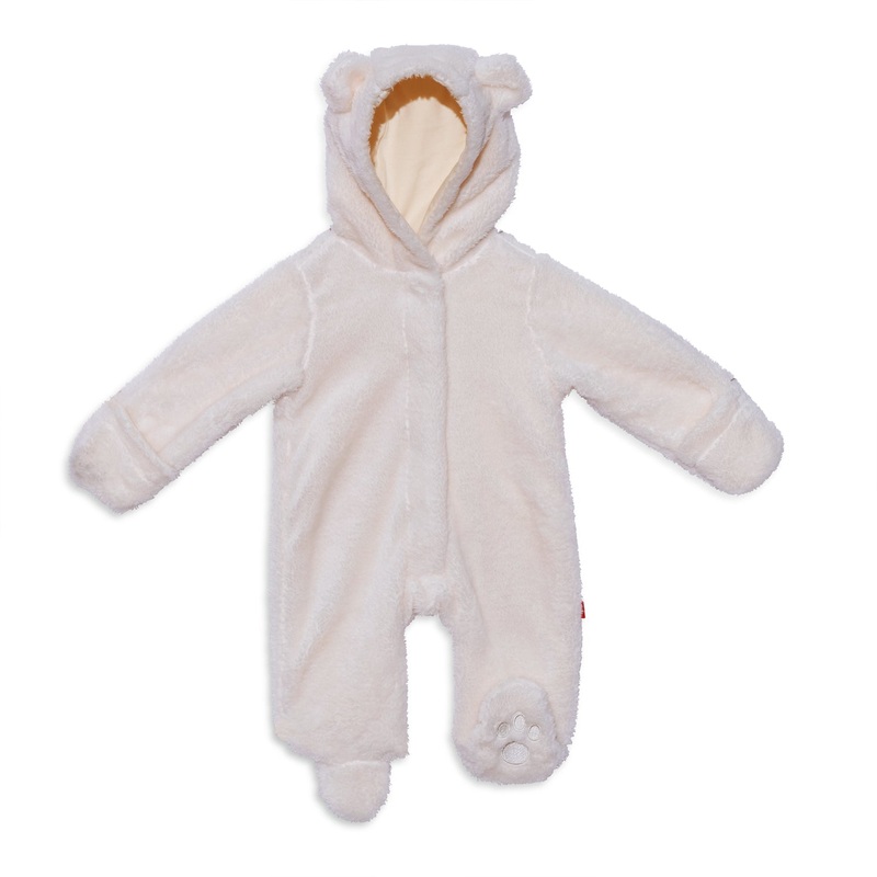Minky Magnetic Bear Bunting – Egret with Solid Lining 0-3m